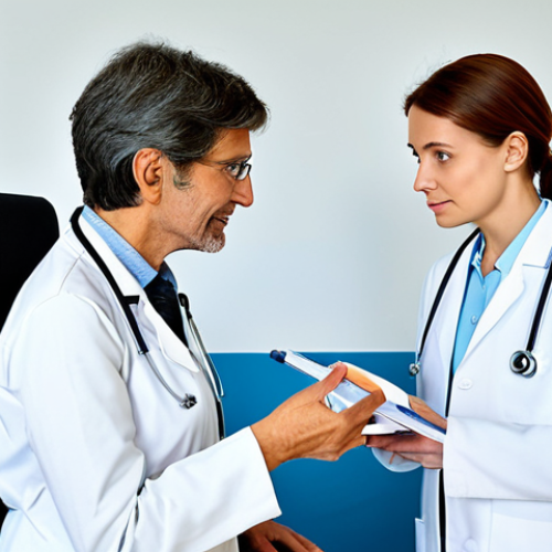 **

"A compassionate doctor in a modern French clinic, consulting with a fully clothed female patient about Multiple Sclerosis treatment options, appropriate content, safe for work, professional setting, perfect anatomy, natural proportions, focus on the doctor and patient, bright and reassuring lighting, modest clothing, high quality, family-friendly."

**