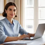 난치성 장애 의료보험 혜택 - **Prompt:** A detailed, realistic portrait of an adult woman in her late 30s, dressed in smart-casua...