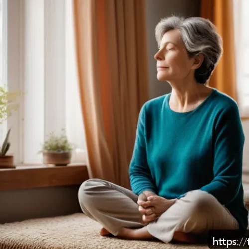 Home 17 다발성 경화증 환자의 심리 지원 - A compassionate scene showing a middle-aged French woman with multiple sclerosis sitting comfortably...