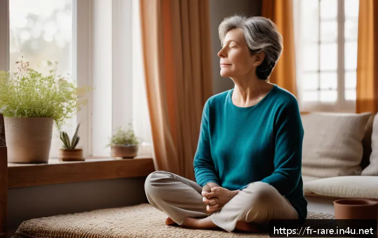 다발성 경화증 환자의 심리 지원 - A compassionate scene showing a middle-aged French woman with multiple sclerosis sitting comfortably...